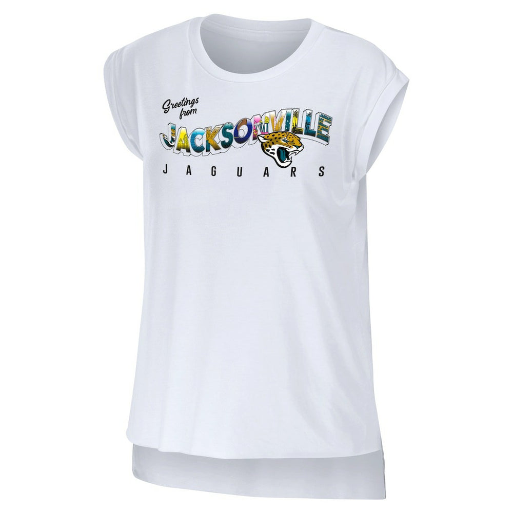 Jacksonville Jaguars  WEAR by Erin Andrews Women's Greetings From Muscle T-Shirt