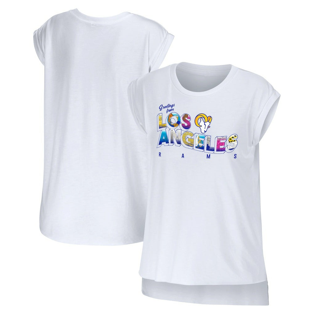Los Angeles Rams  WEAR by Erin Andrews Women's Greetings From Muscle T-Shirt