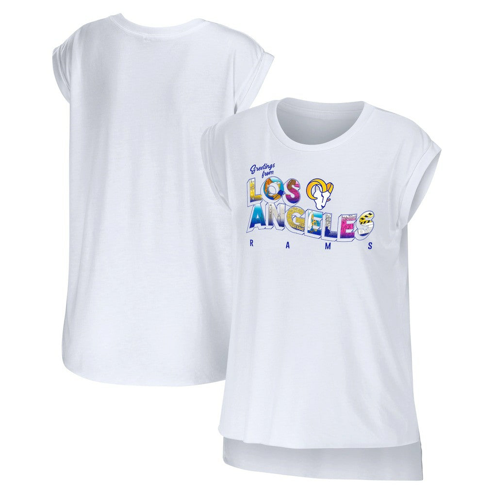 Los Angeles Rams  WEAR by Erin Andrews Women's Greetings From Muscle T-Shirt