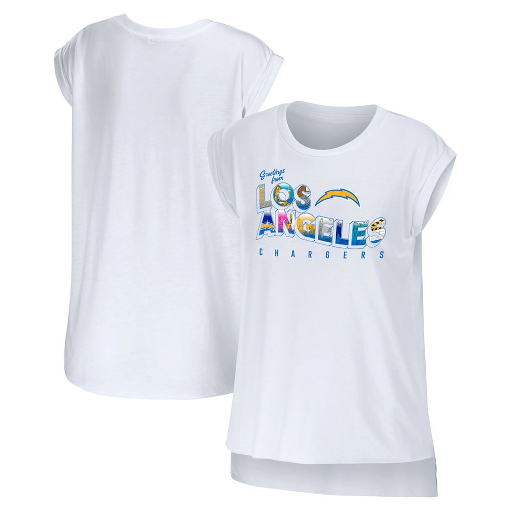 Los Angeles Chargers  WEAR by Erin Andrews Women's Greetings From Muscle T-Shirt