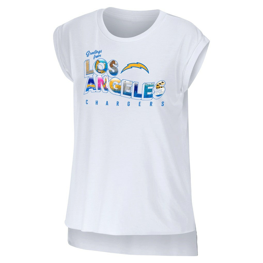 Los Angeles Chargers  WEAR by Erin Andrews Women's Greetings From Muscle T-Shirt