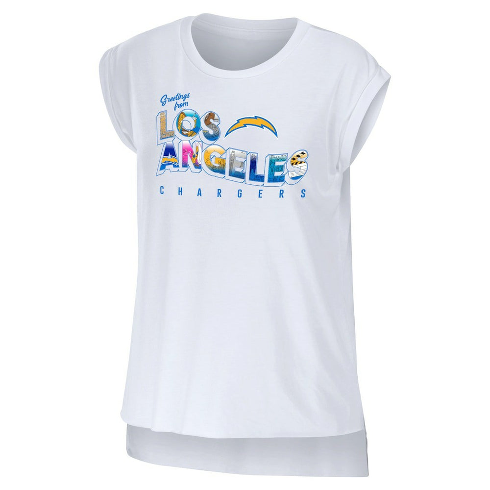 Los Angeles Chargers  WEAR by Erin Andrews Women's Greetings From Muscle T-Shirt