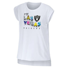 Las Vegas Raiders  WEAR by Erin Andrews Women's Greetings From Muscle T-Shirt