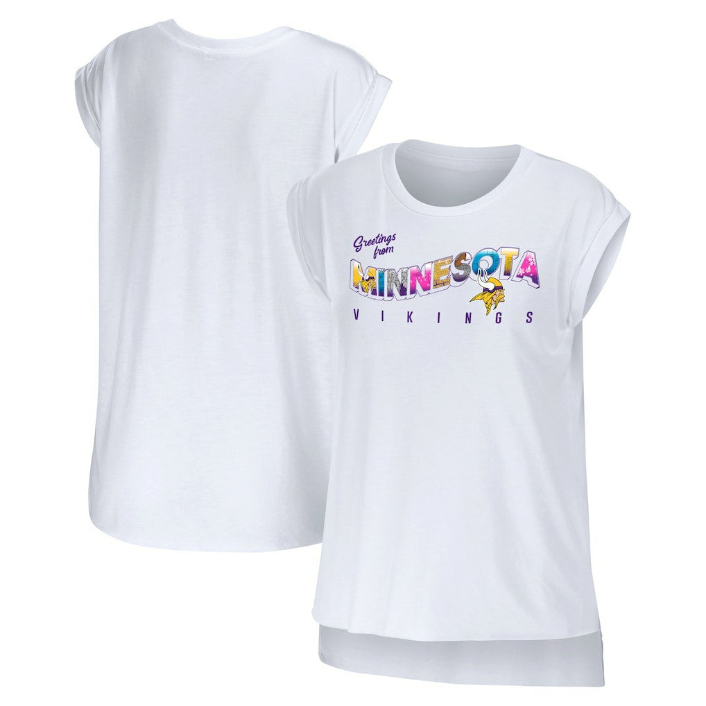 Minnesota Vikings  WEAR by Erin Andrews Women's Greetings From Muscle T-Shirt