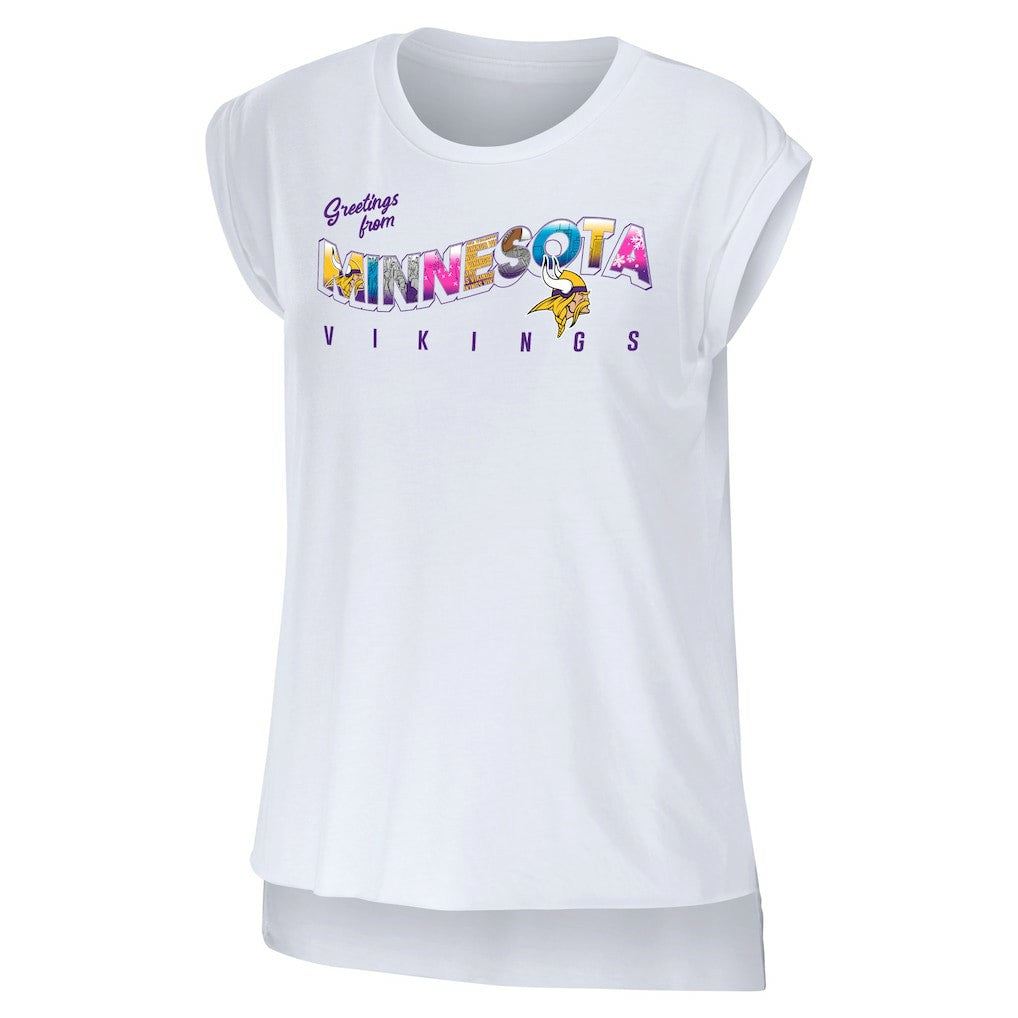 Minnesota Vikings  WEAR by Erin Andrews Women's Greetings From Muscle T-Shirt
