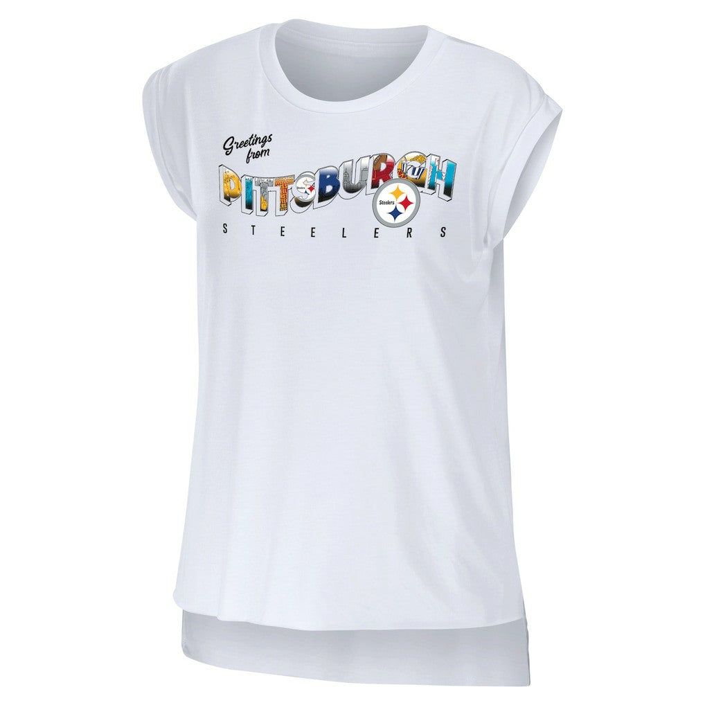 Pittsburgh Steelers  WEAR by Erin Andrews Women's Greetings From Muscle T-Shirt
