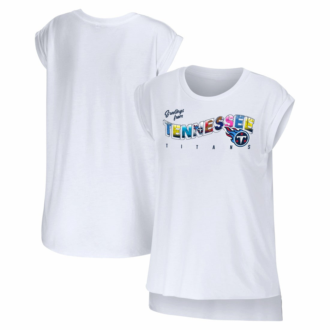 Tennessee Titans  WEAR by Erin Andrews Women's Greetings From Muscle T-Shirt