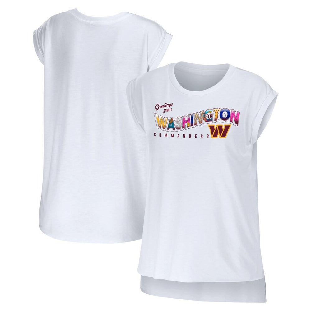 Washington Commanders  WEAR by Erin Andrews Women's Greetings From Muscle T-Shirt