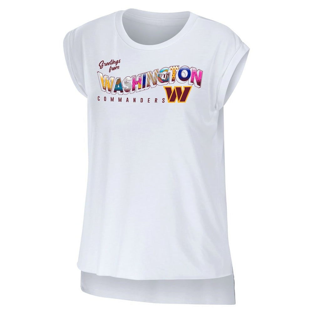 Washington Commanders  WEAR by Erin Andrews Women's Greetings From Muscle T-Shirt