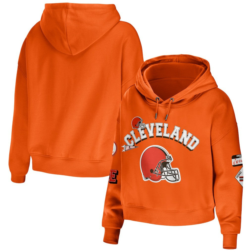 Cleveland Browns  WEAR by Erin Andrews Women's Modest Cropped Pullover Hoodie