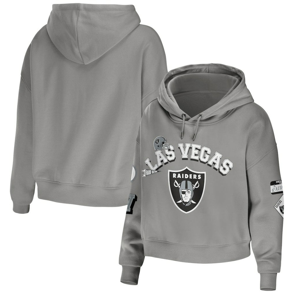 Las Vegas Raiders  WEAR by Erin Andrews Women's Modest Cropped Pullover Hoodie