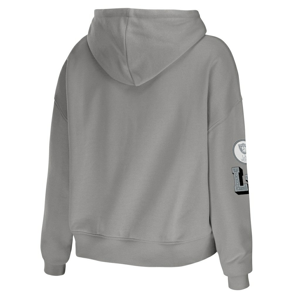 Las Vegas Raiders  WEAR by Erin Andrews Women's Modest Cropped Pullover Hoodie
