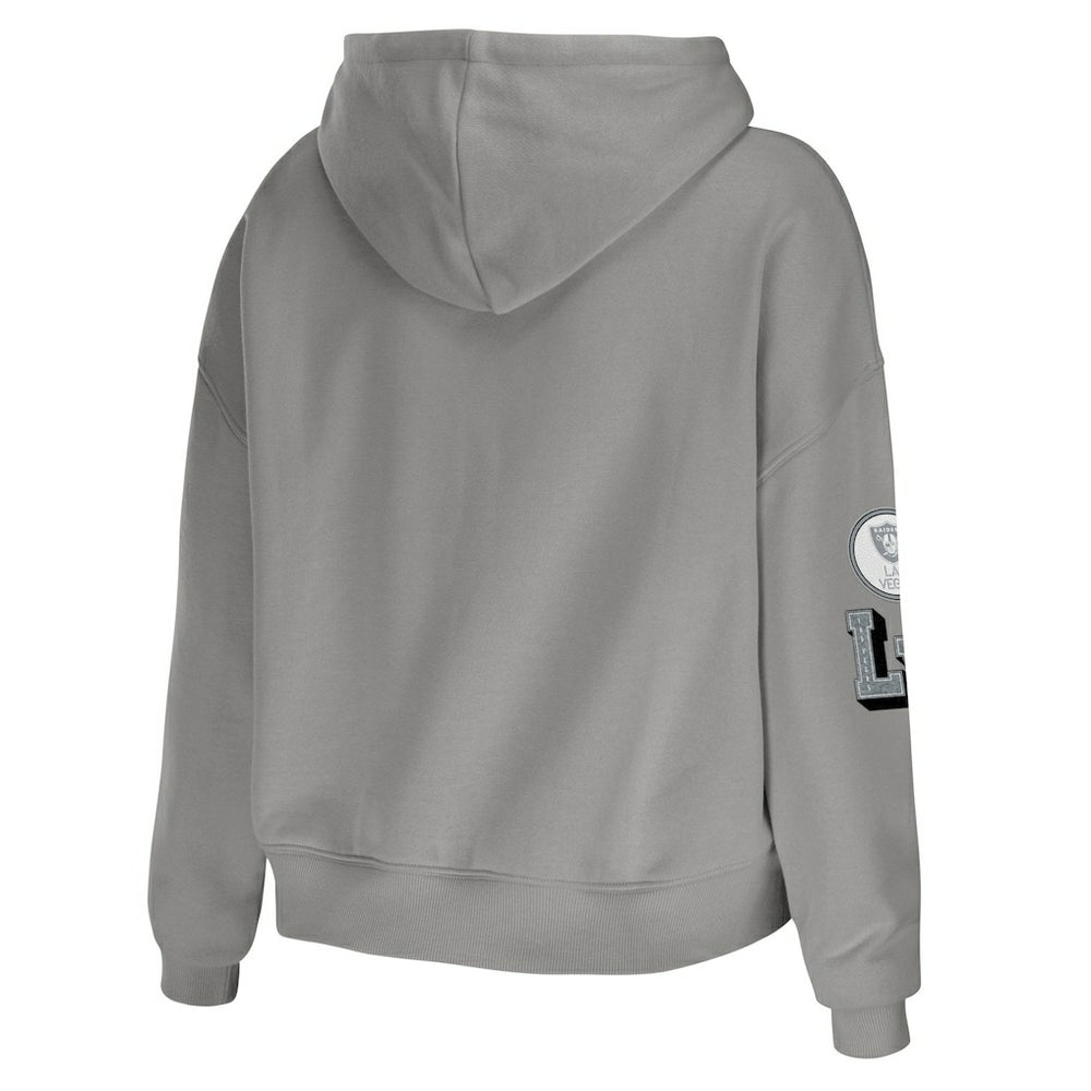 Las Vegas Raiders  WEAR by Erin Andrews Women's Modest Cropped Pullover Hoodie