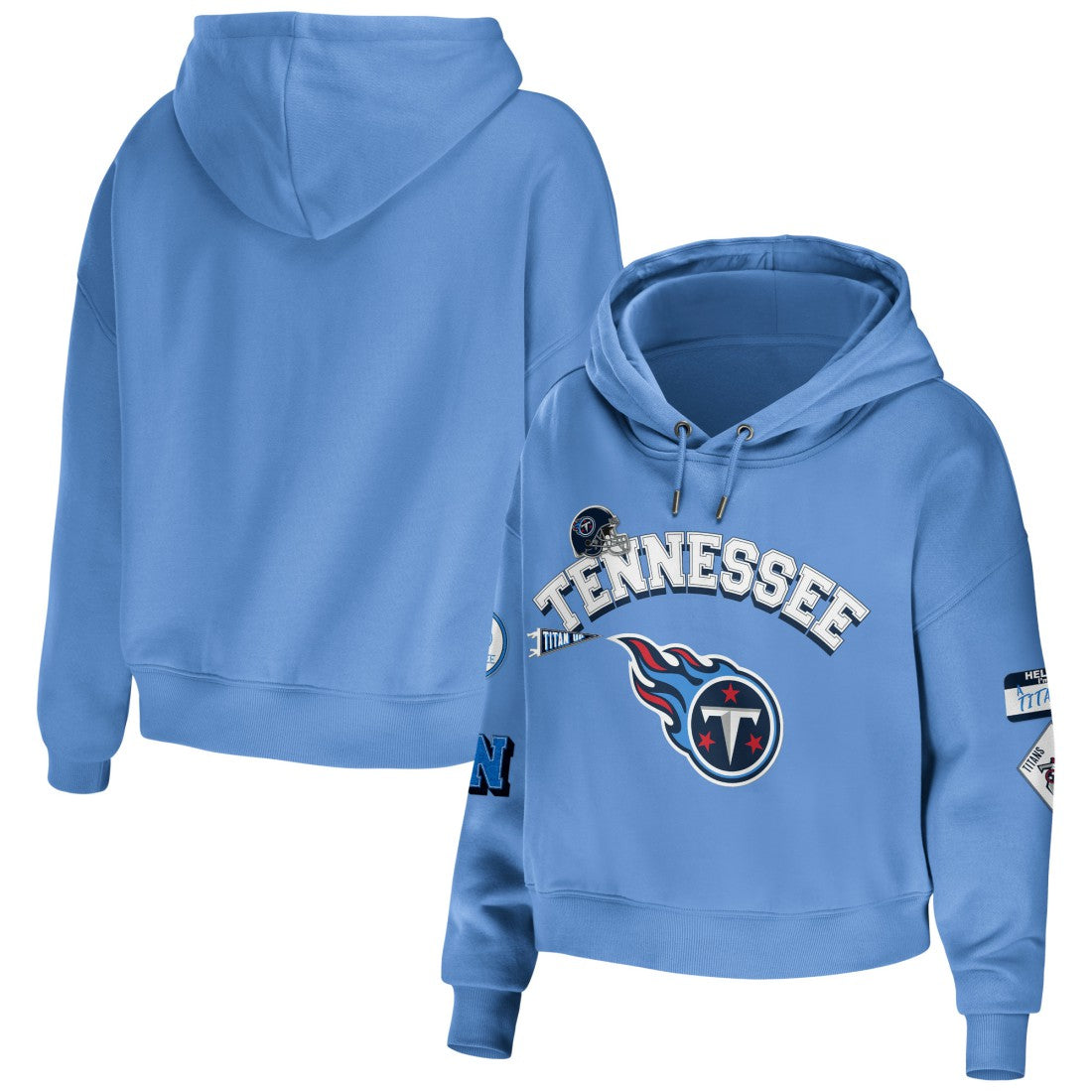 Tennessee Titans  WEAR by Erin Andrews Women's Modest Cropped Pullover Hoodie