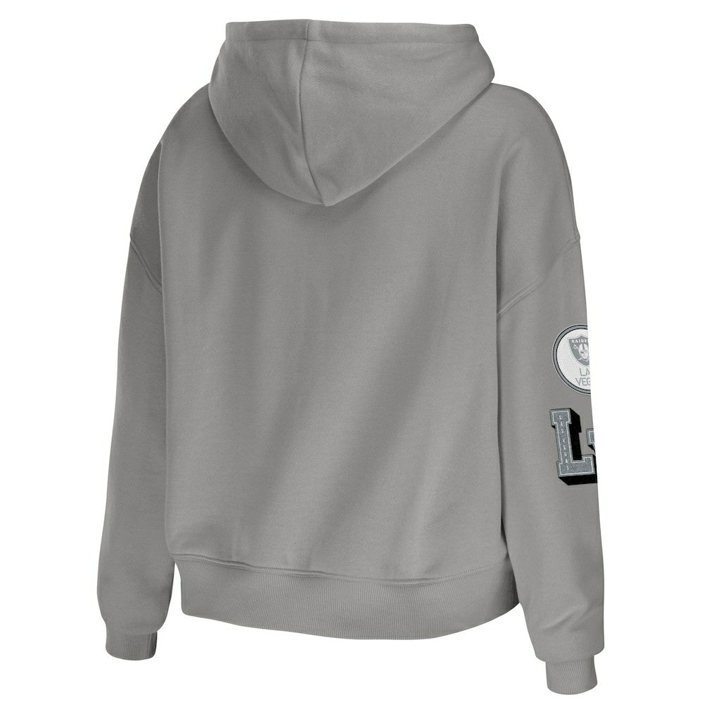 Las Vegas Raiders  WEAR by Erin Andrews Women's Plus Size Modest Cropped Pullover Hoodie