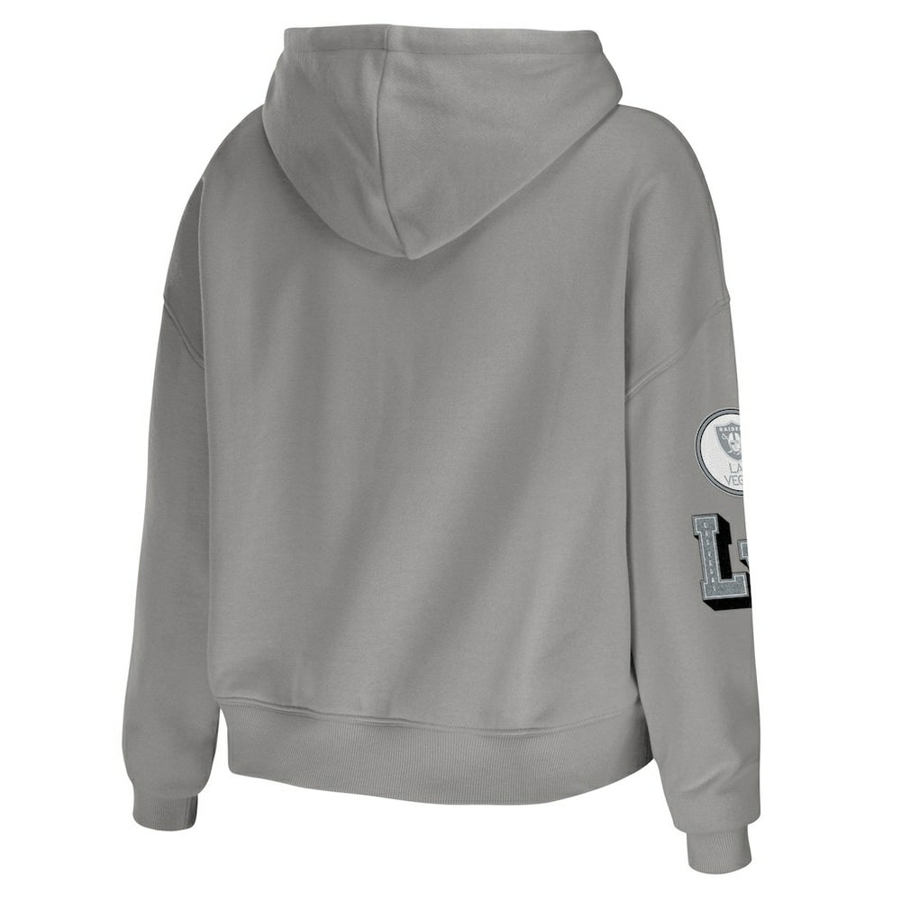 Las Vegas Raiders  WEAR by Erin Andrews Women's Plus Size Modest Cropped Pullover Hoodie