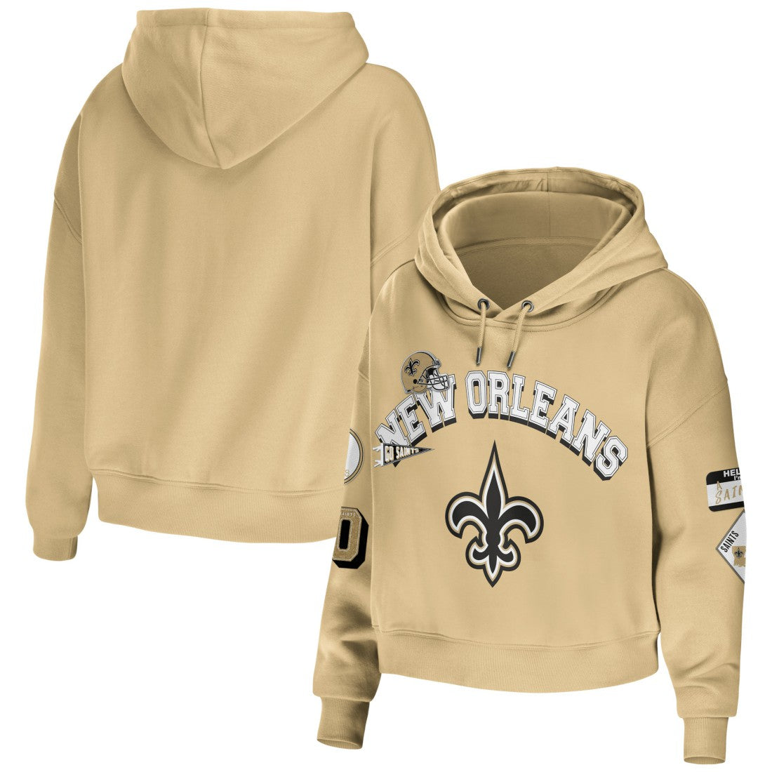 New Orleans Saints  WEAR by Erin Andrews Women's Plus Size Modest Cropped Pullover Hoodie