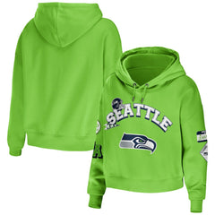 Seattle Seahawks  WEAR by Erin Andrews Women's Plus Size Modest Cropped Pullover Hoodie