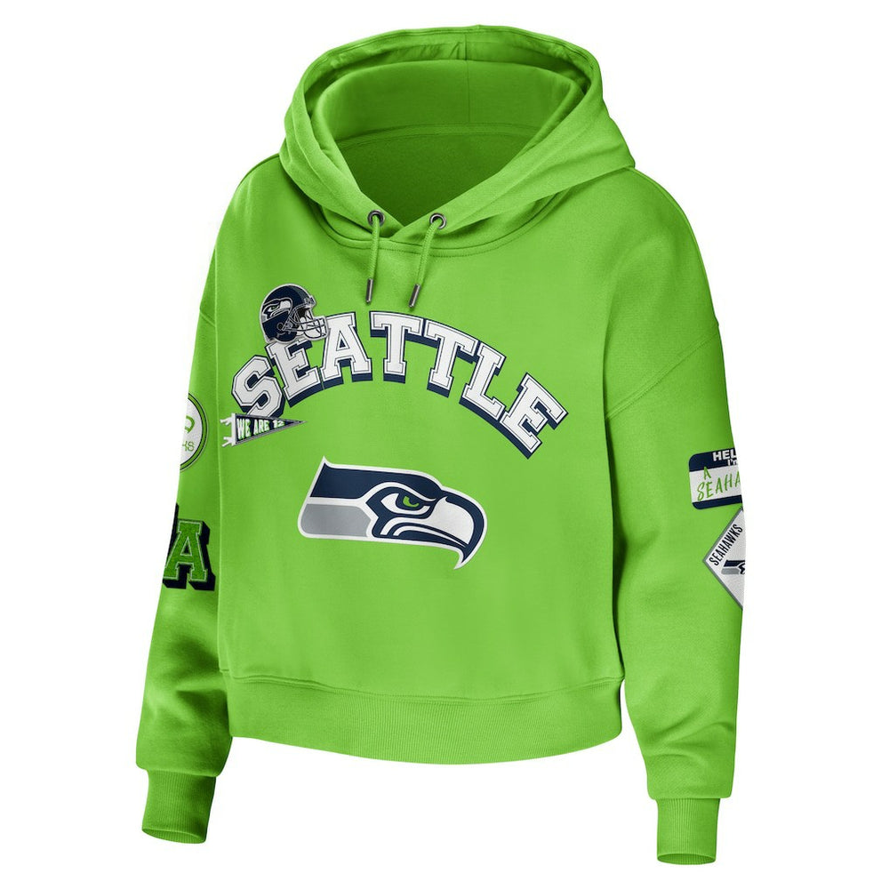 Seattle Seahawks  WEAR by Erin Andrews Women's Plus Size Modest Cropped Pullover Hoodie