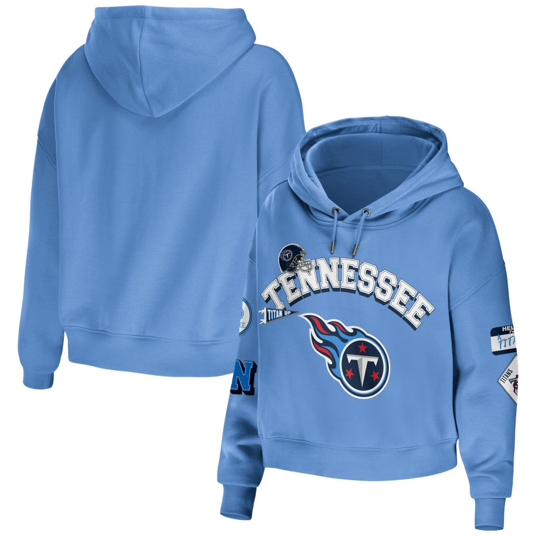 Tennessee Titans  WEAR by Erin Andrews Women's Plus Size Modest Cropped Pullover Hoodie