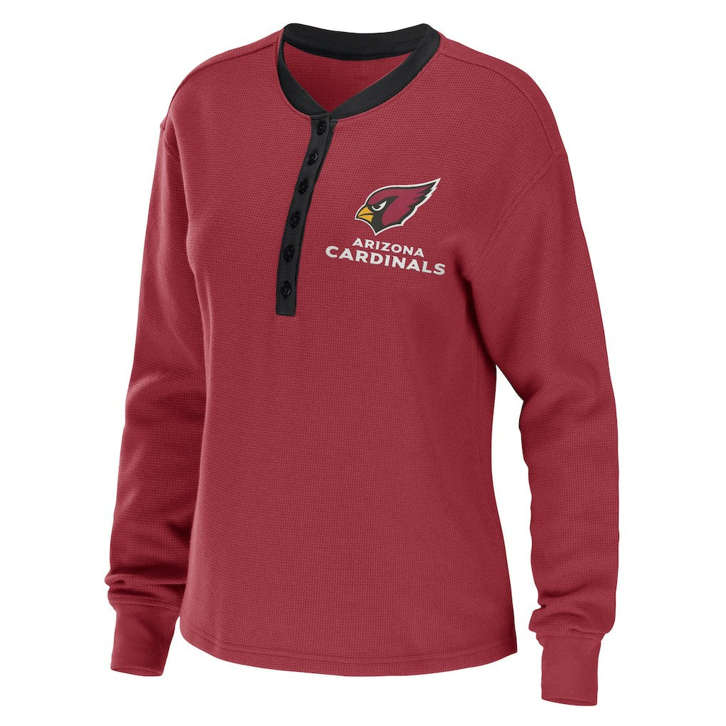 Arizona Cardinals  WEAR by Erin Andrews Women's Waffle Henley Long Sleeve T-Shirt
