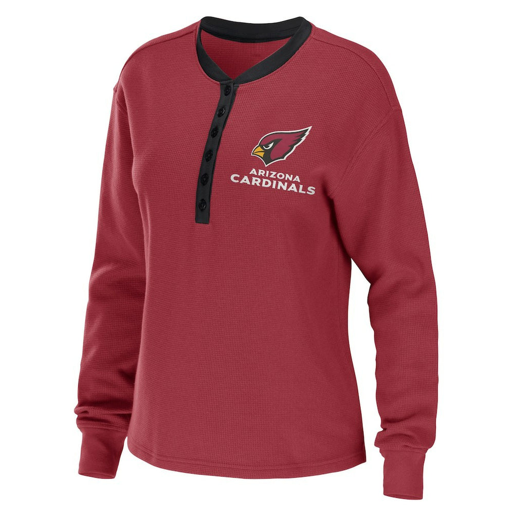 Arizona Cardinals  WEAR by Erin Andrews Women's Waffle Henley Long Sleeve T-Shirt