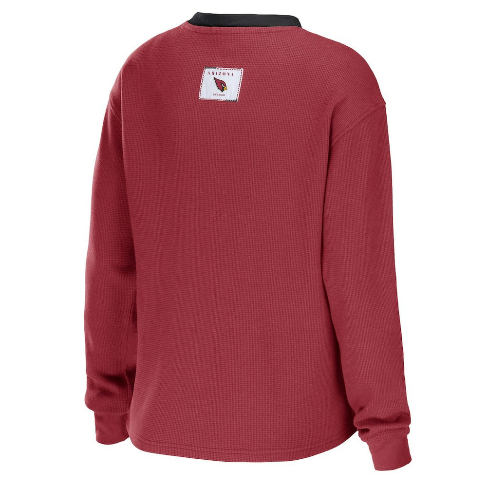 Arizona Cardinals  WEAR by Erin Andrews Women's Waffle Henley Long Sleeve T-Shirt