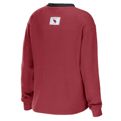 Arizona Cardinals  WEAR by Erin Andrews Women's Waffle Henley Long Sleeve T-Shirt