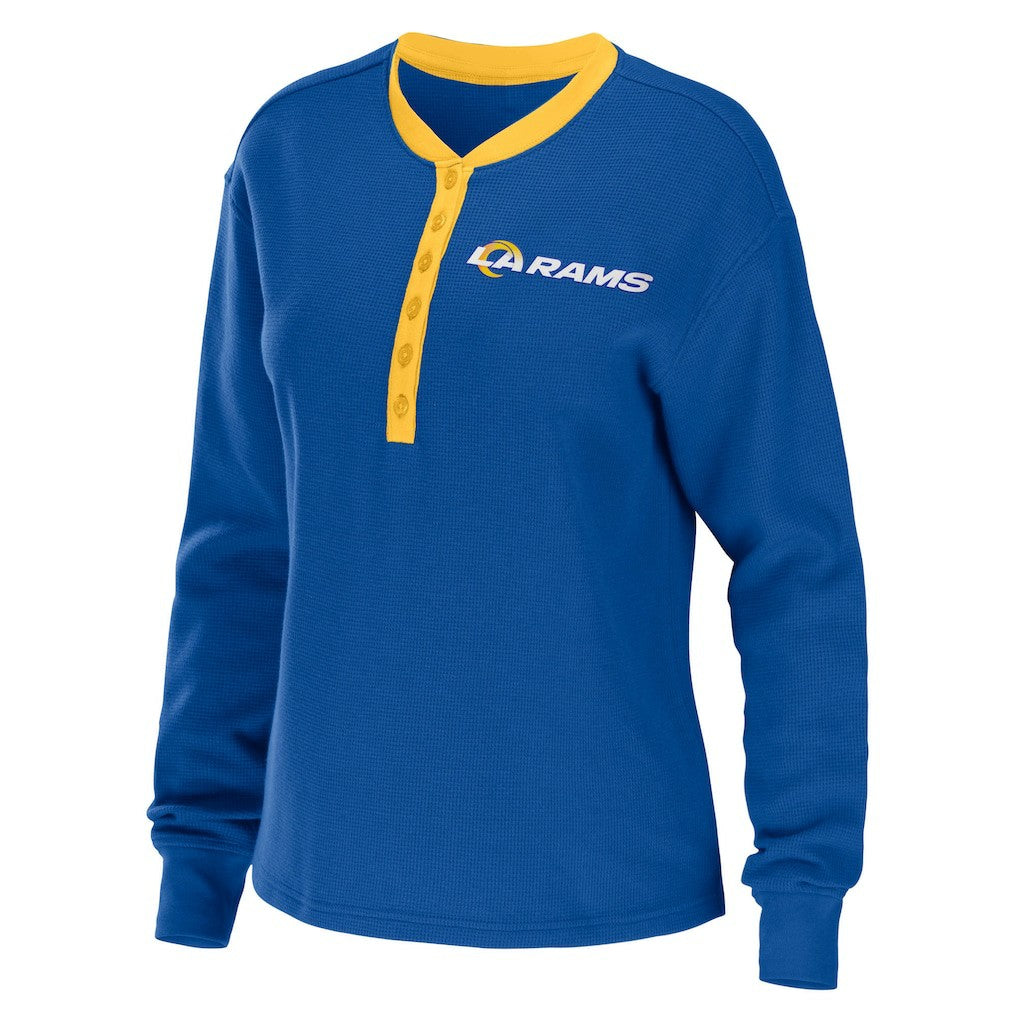 Los Angeles Rams  WEAR by Erin Andrews Women's Waffle Henley Long Sleeve T-Shirt