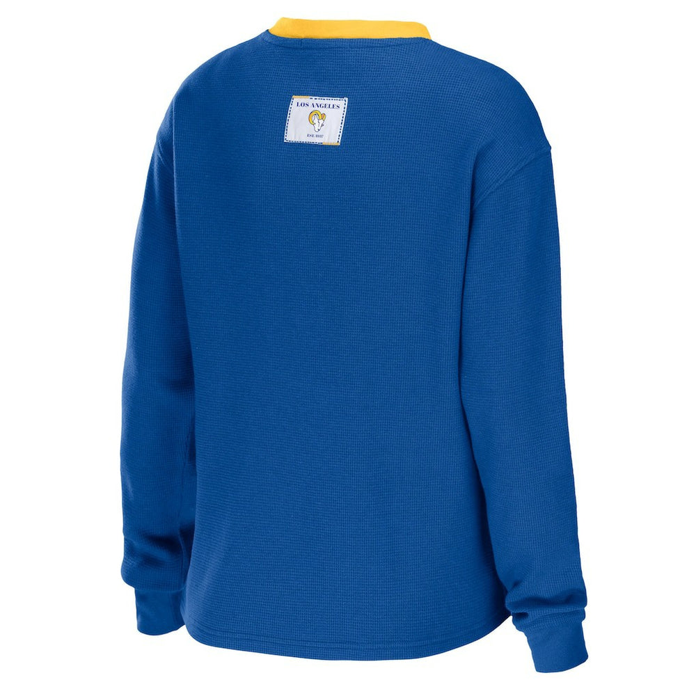 Los Angeles Rams  WEAR by Erin Andrews Women's Waffle Henley Long Sleeve T-Shirt