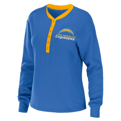 Los Angeles Chargers  WEAR by Erin Andrews Women's Waffle Henley Long Sleeve T-Shirt