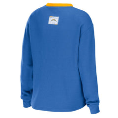 Los Angeles Chargers  WEAR by Erin Andrews Women's Waffle Henley Long Sleeve T-Shirt