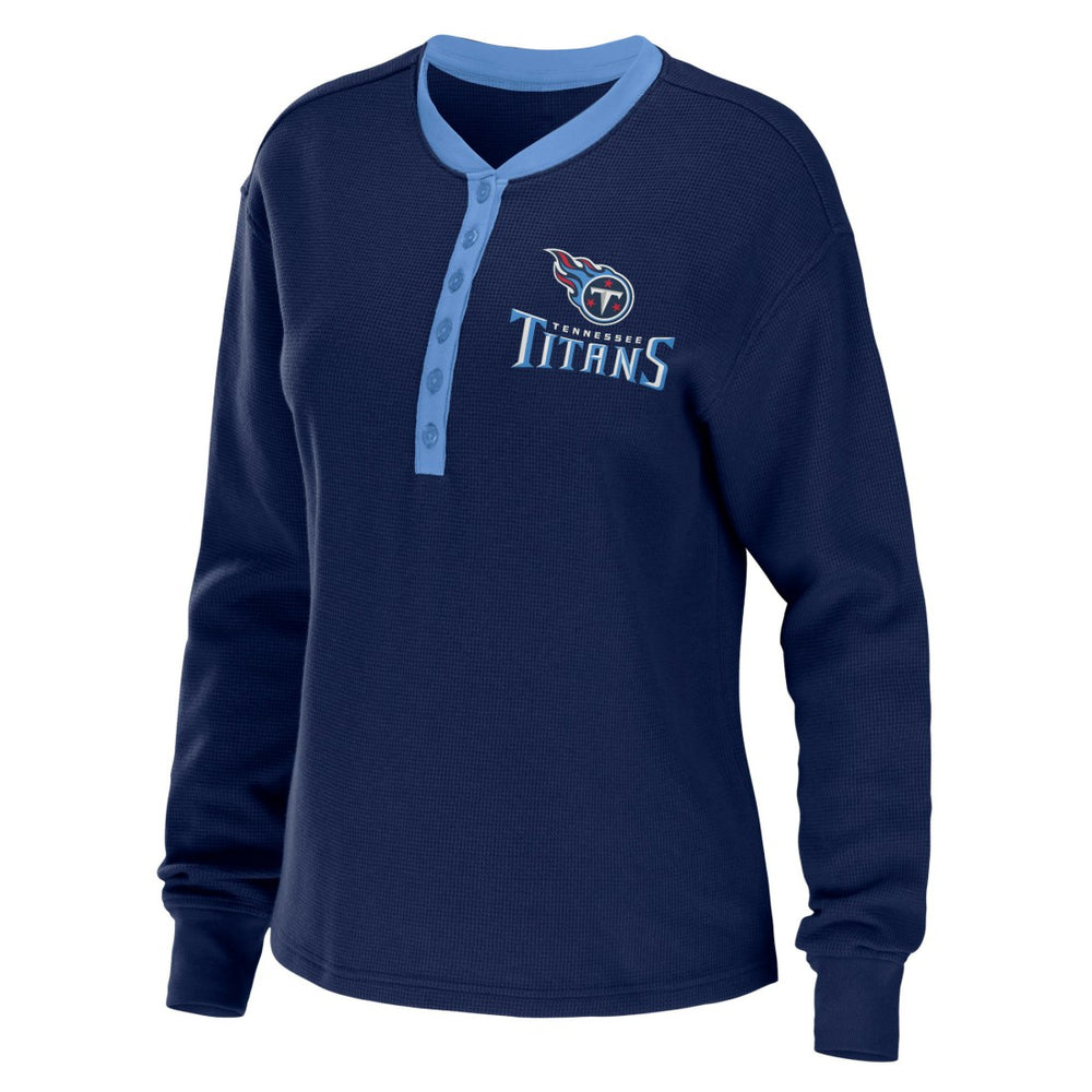 Tennessee Titans  WEAR by Erin Andrews Women's Waffle Henley Long Sleeve T-Shirt