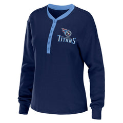 Tennessee Titans  WEAR by Erin Andrews Women's Waffle Henley Long Sleeve T-Shirt