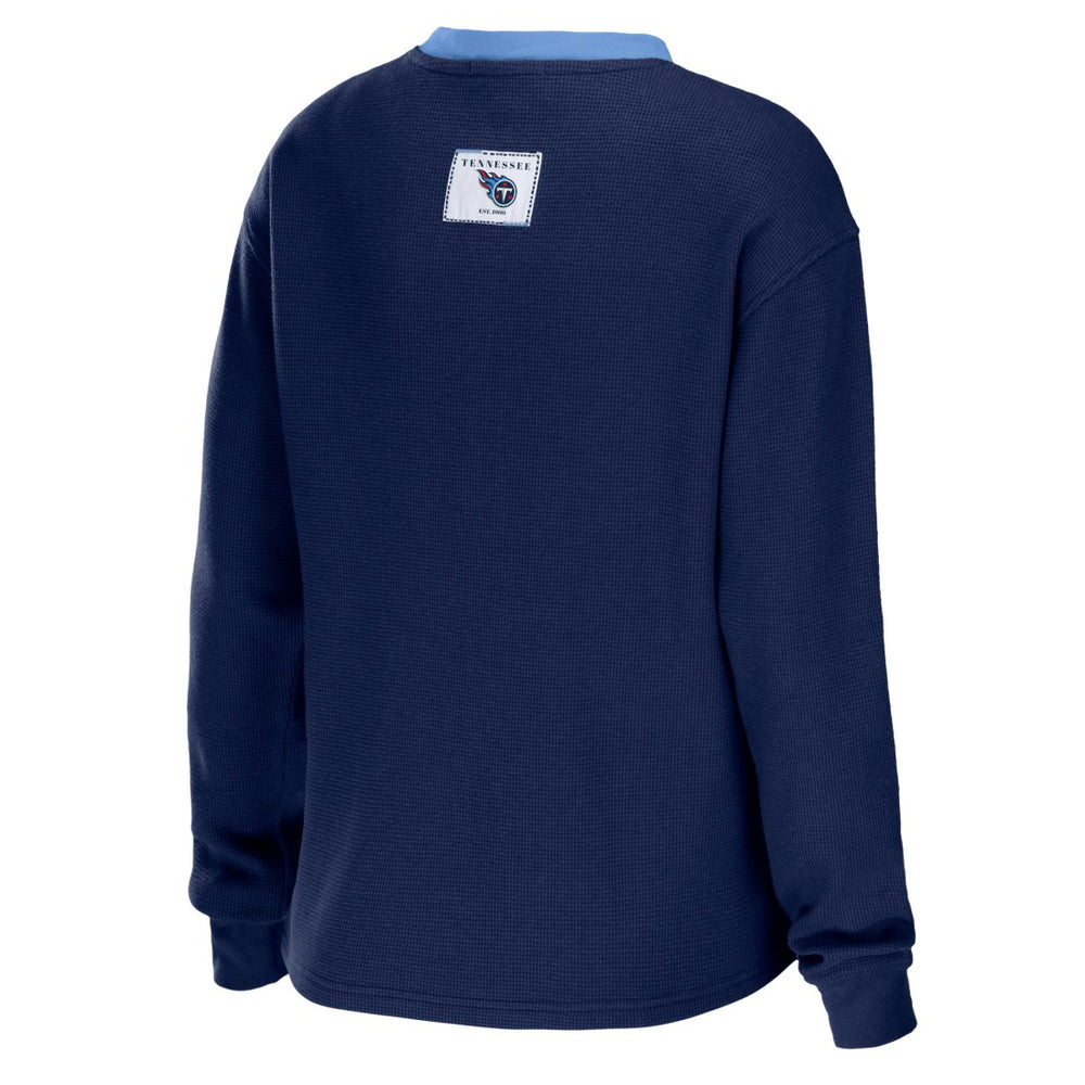 Tennessee Titans  WEAR by Erin Andrews Women's Waffle Henley Long Sleeve T-Shirt