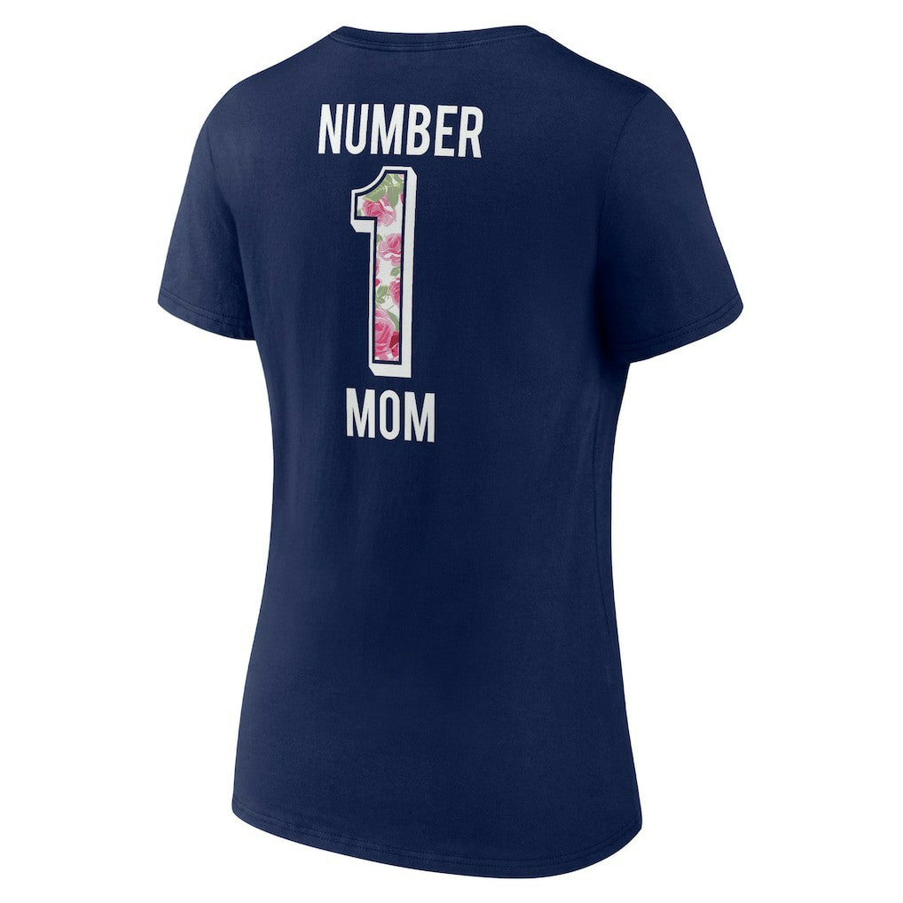 New England Patriots Fanatics Women's Plus Size Mother's Day #1 Mom V-Neck T-Shirt