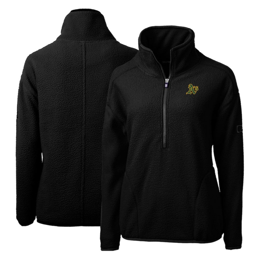 Athletics Cutter & Buck Women's Cascade Eco Sherpa Fleece Quarter-Zip Pullover Jacket | MLB Sale