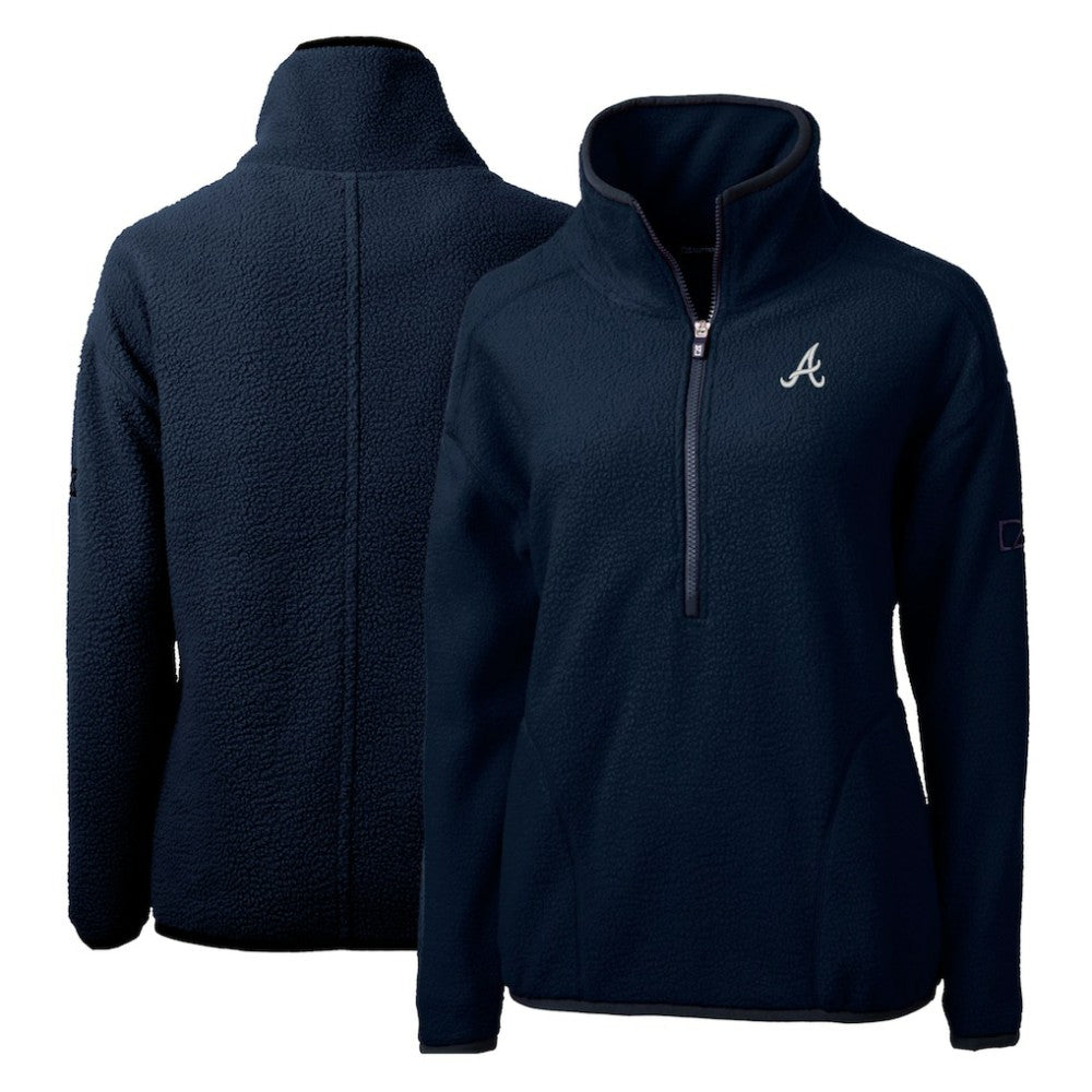 Atlanta Braves Cutter & Buck Women's Cascade Eco Sherpa Fleece Quarter-Zip Pullover Jacket | MLB On Sale