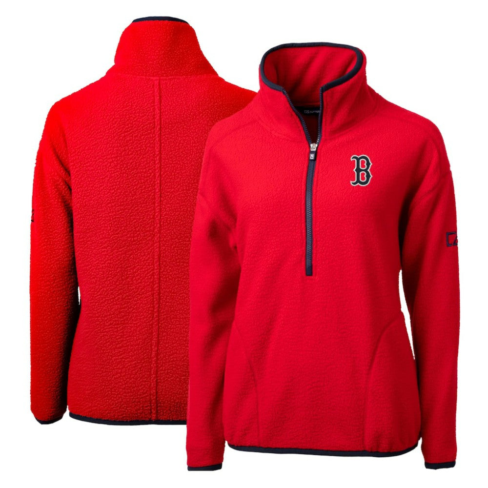Boston Red Sox Cutter & Buck Women's Cascade Eco Sherpa Fleece Quarter-Zip Pullover Jacket | MLB Shop