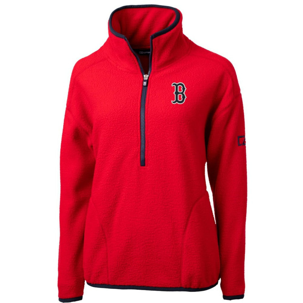 Boston Red Sox Cutter & Buck Women's Cascade Eco Sherpa Fleece Quarter-Zip Pullover Jacket | MLB Shop