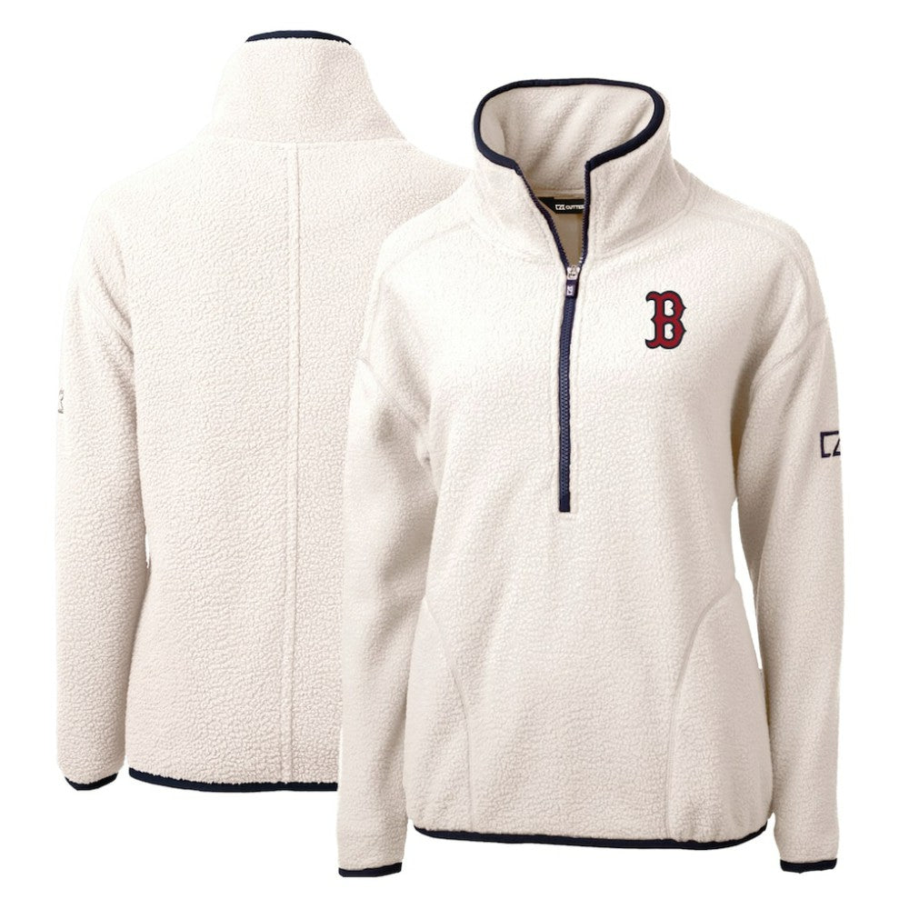 Boston Red Sox Cutter & Buck Women's Cascade Eco Sherpa Fleece Quarter-Zip Pullover Jacket | MLB Shop
