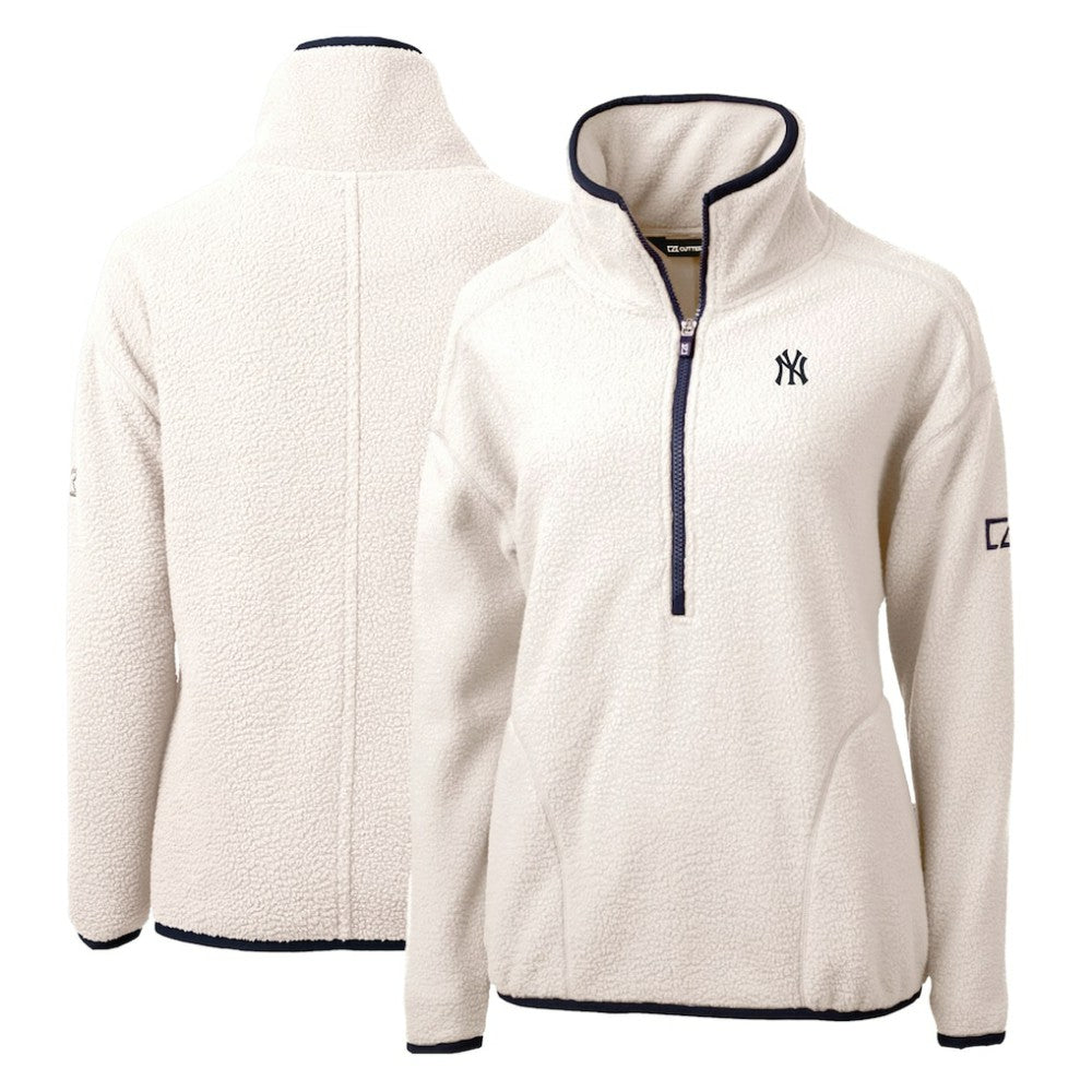 New York Yankees Cutter & Buck Women's Cascade Eco Sherpa Fleece Quarter-Zip Pullover Jacket | MLB US