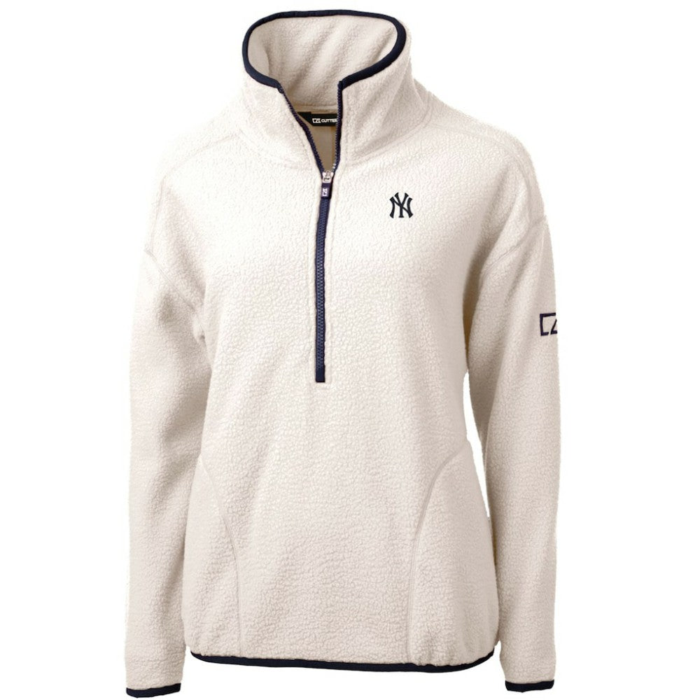 New York Yankees Cutter & Buck Women's Cascade Eco Sherpa Fleece Quarter-Zip Pullover Jacket | MLB US