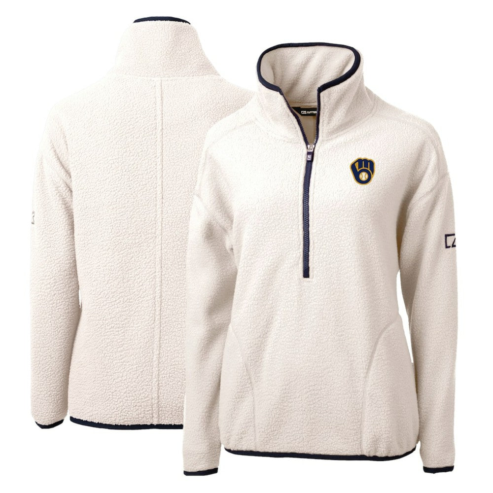 Milwaukee Brewers Cutter & Buck Women's Cascade Eco Sherpa Fleece Quarter-Zip Pullover Jacket | MLB Near me