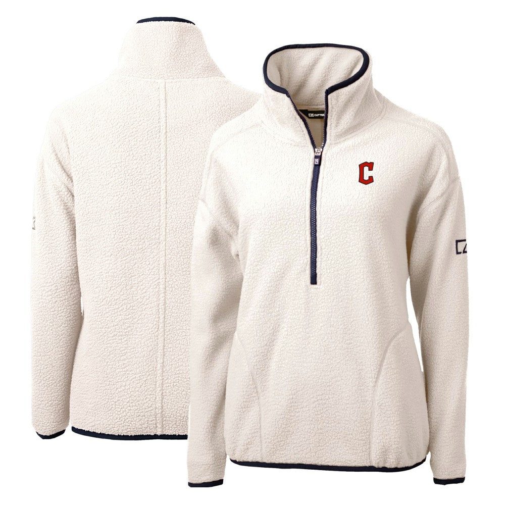 Cleveland Guardians Cutter & Buck Women's Cascade Eco Sherpa Fleece Quarter-Zip Pullover Jacket | MLB Discount