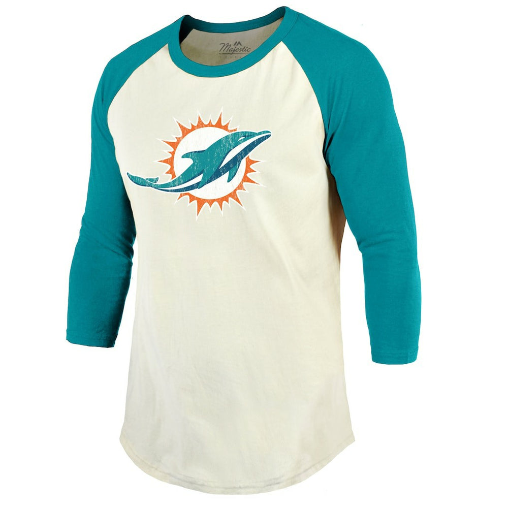 Miami Dolphins  Tyreek Hill  Majestic Threads Vintage Player Name & Number Raglan 3/4-Sleeve T-Shirt