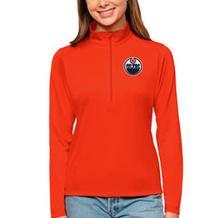 Edmonton Oilers Antigua Women's Tribute Quarter-Zip Pullover Top On Sale