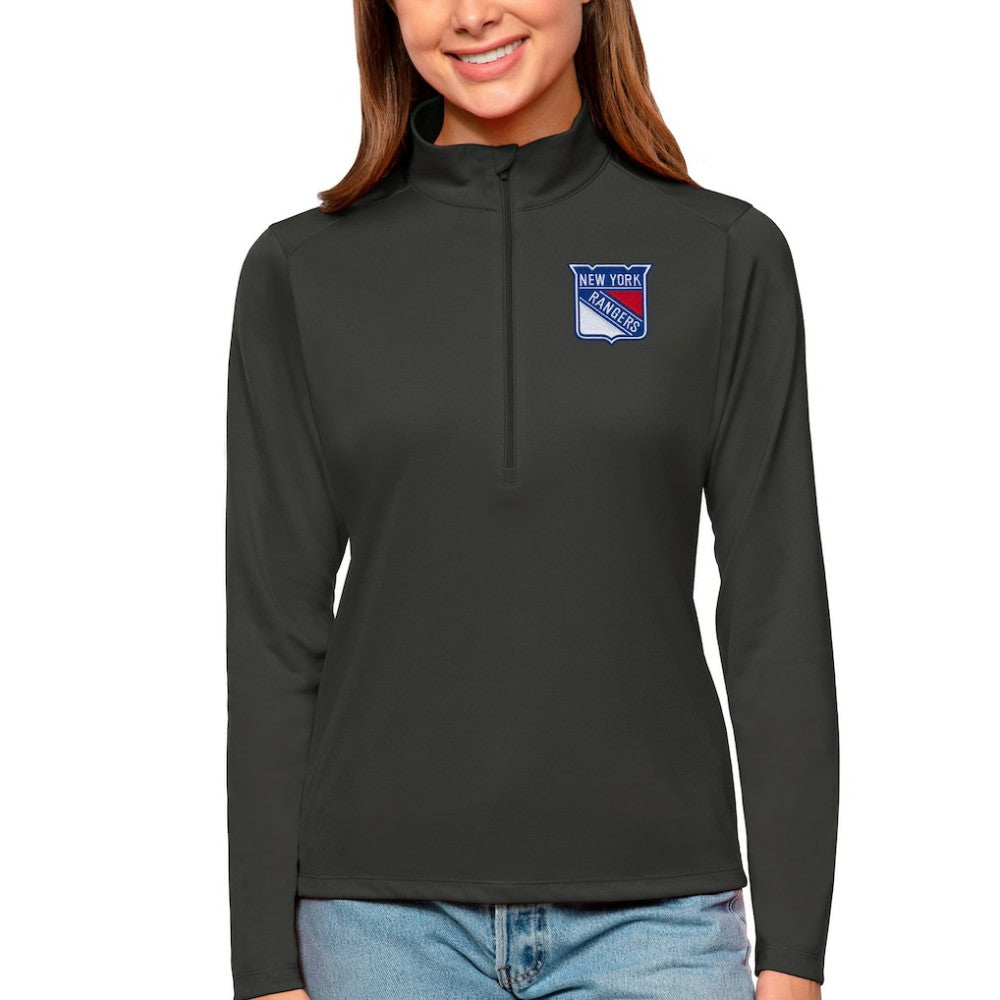 New York Rangers Antigua Women's Tribute Quarter-Zip Pullover Top Sale