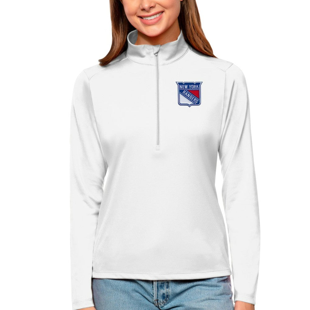 New York Rangers Antigua Women's Tribute Quarter-Zip Pullover Top Online