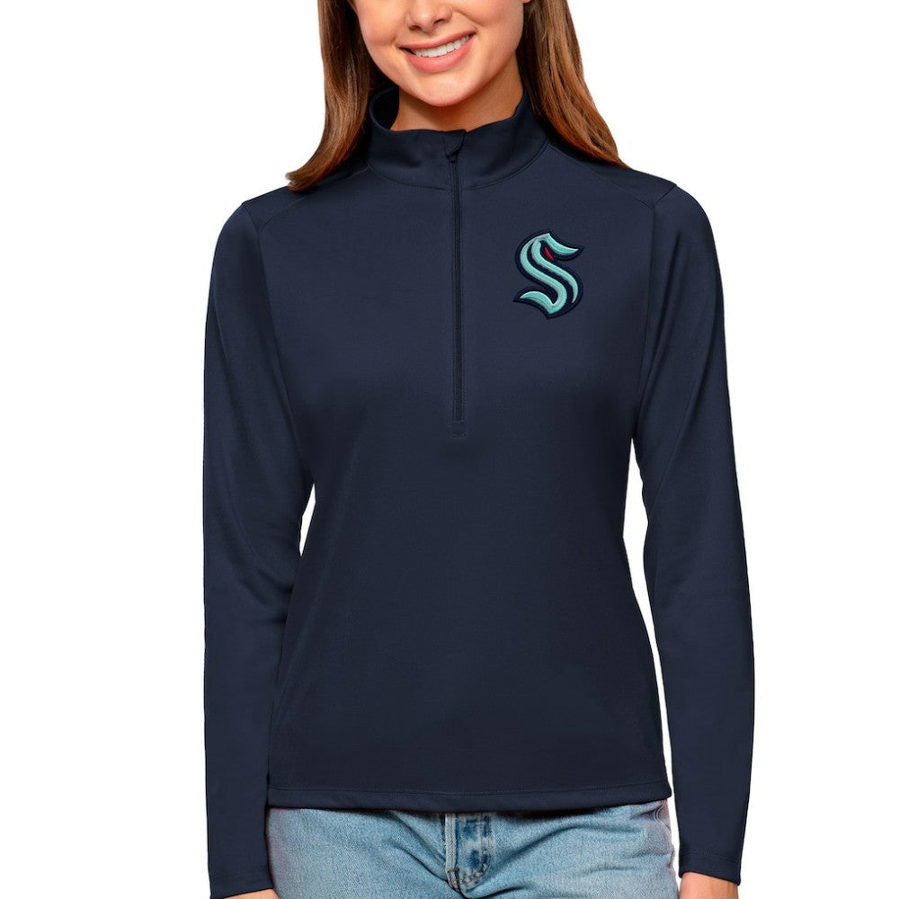 Seattle Kraken Antigua Women's Tribute Quarter-Zip Pullover Top Sale